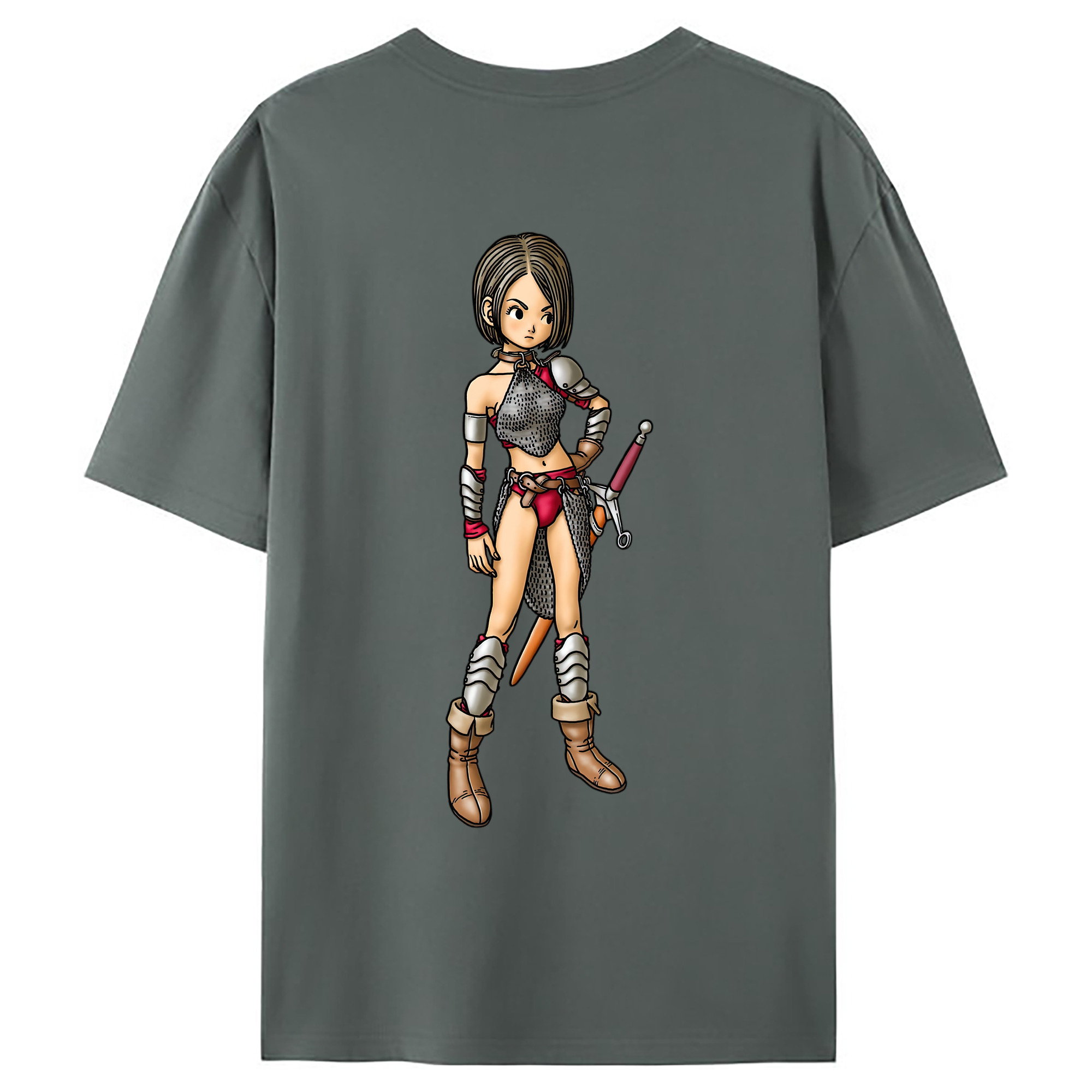 （画像用） ドラゴンクエスト Doragon Kuesuto Dragon Quest 綿100％ メンズ半袖Tシャツ（バックプリント） 通気性